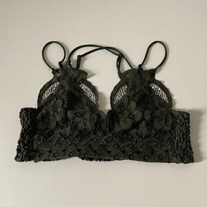 Ella Blue Lace Bralette Green Double Strap Cami Bra